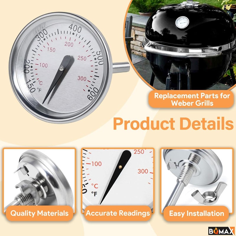 BQMAX 7581/60540 Grill Thermometer for Weber Q Series Spirit E/S 210, 310, 220, Grill Heat Indicator Temp Gauge for Weber Charcoal Grills, Grill Temperature Gauge for Spirit I & II 200 Series - Image 4